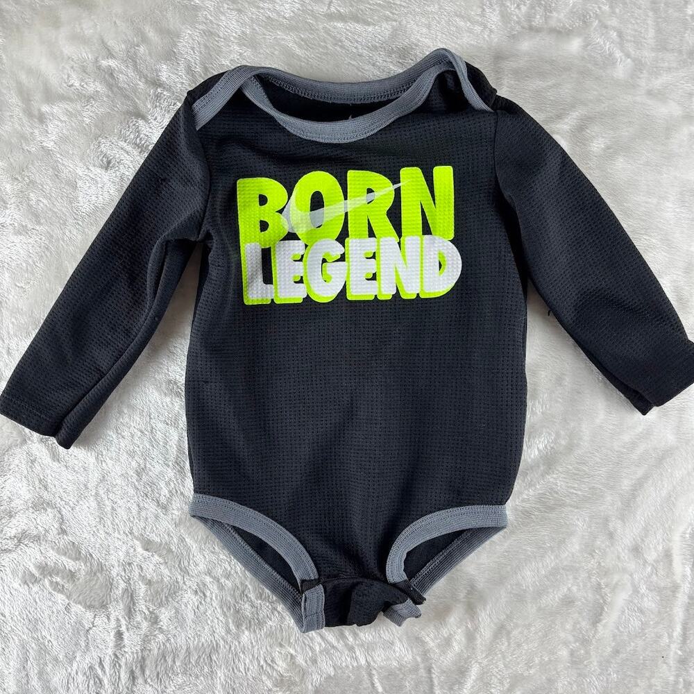 Nike Dri-Fit Bodysuit Baby 12M "Born Legend" Long Sleeve Black